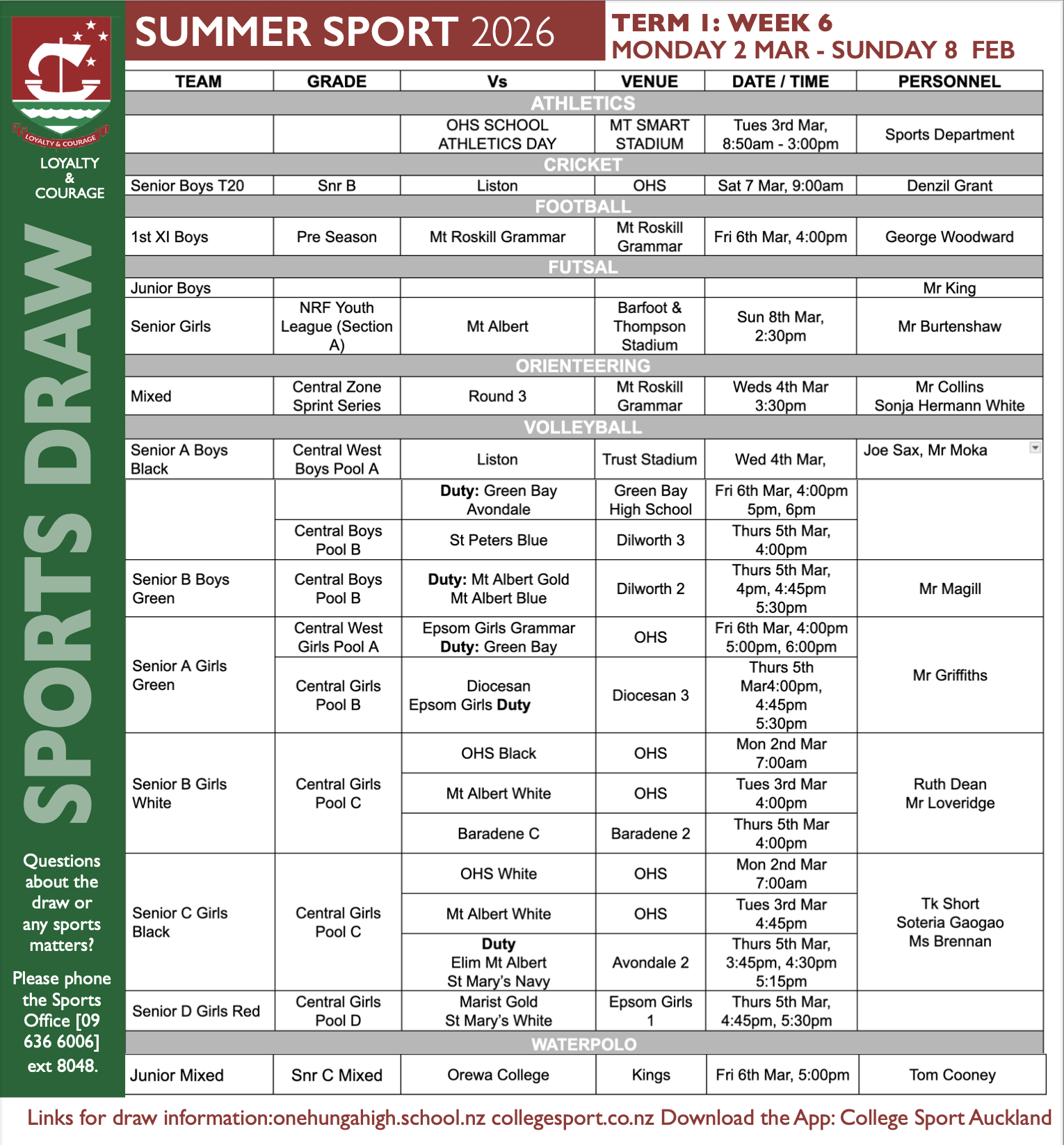 A great way to  show the OHS spirit - support our sports teams!