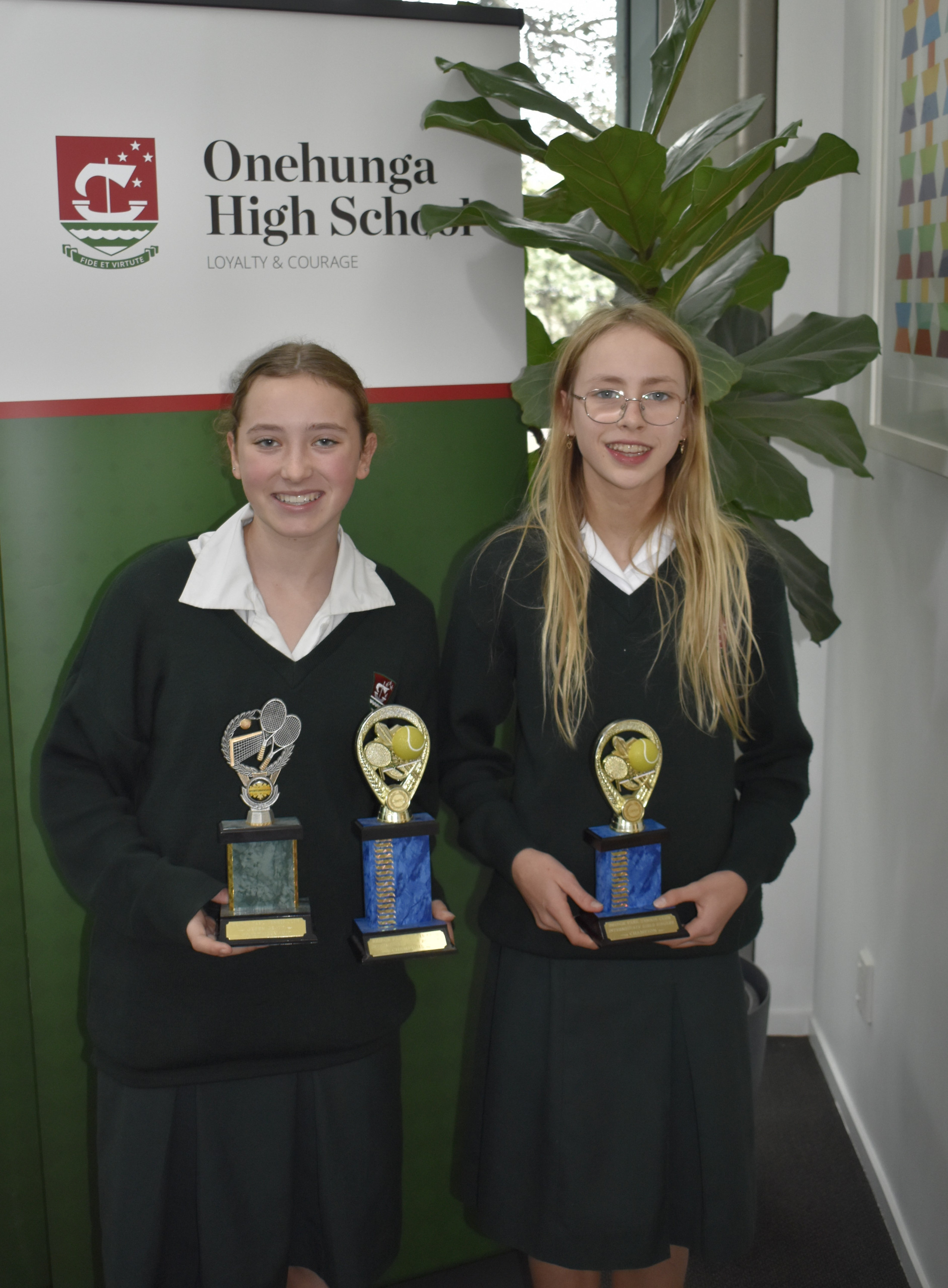 Year 9 Holly Barrett and Alexi Herrold Celebrate Tennis Championship Success