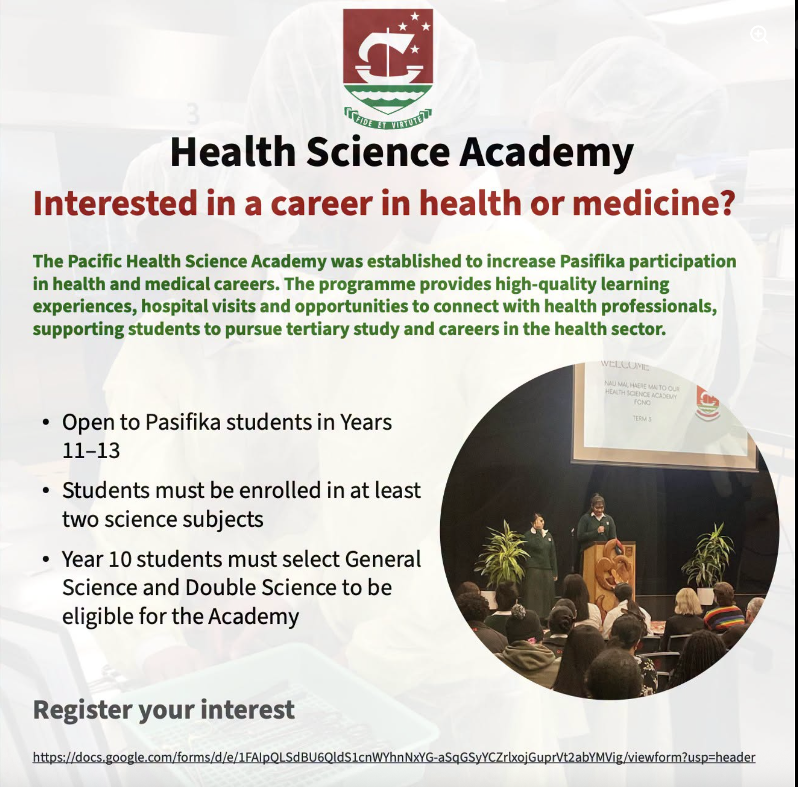 Build Your Future in Health and Science with the Pacific Health Science Academy